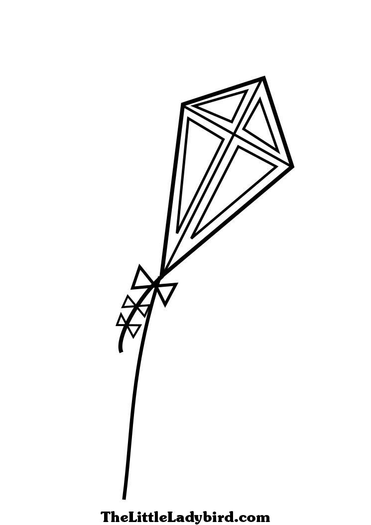 745x1053 Free Kite Coloring Page