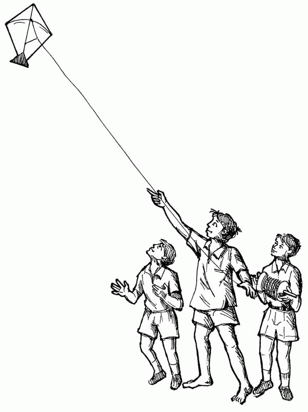 600x803 Kite Flying Coloring Pages