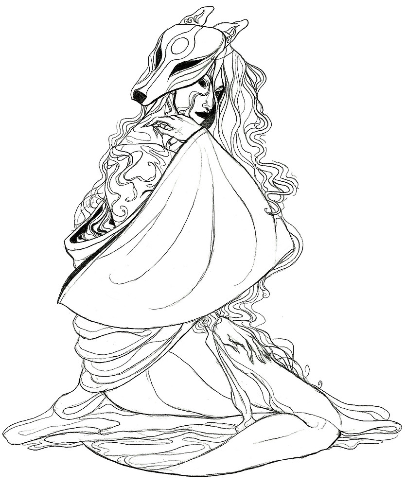 835x1000 Kitsune Woman Line Art By Suncanabr Redbubble