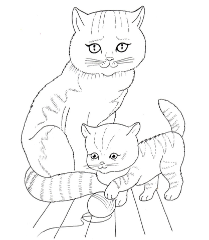 417x480 Cat Mother And Kitten Coloring Page Free Printable Coloring Pages