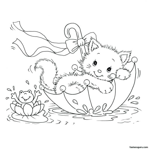 618x618 Free Printable Baby Kitten Coloring Pages For Drawing