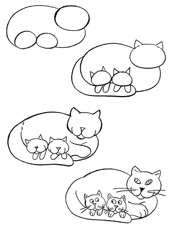 581x760 How To Draw A Cat, A Cat Draw Drawing Stages Drawing Lessons