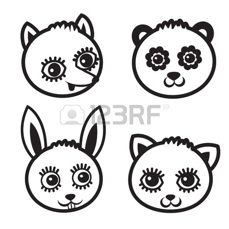450x450 Nice Childish Cartoon Background. Baby Animals. Vector Kitten
