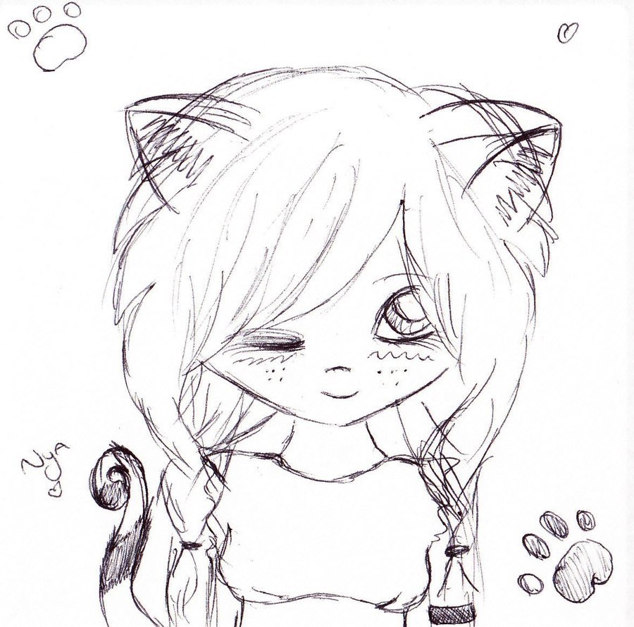 900x890 Kitty Cat Lineart By Ni En Neko