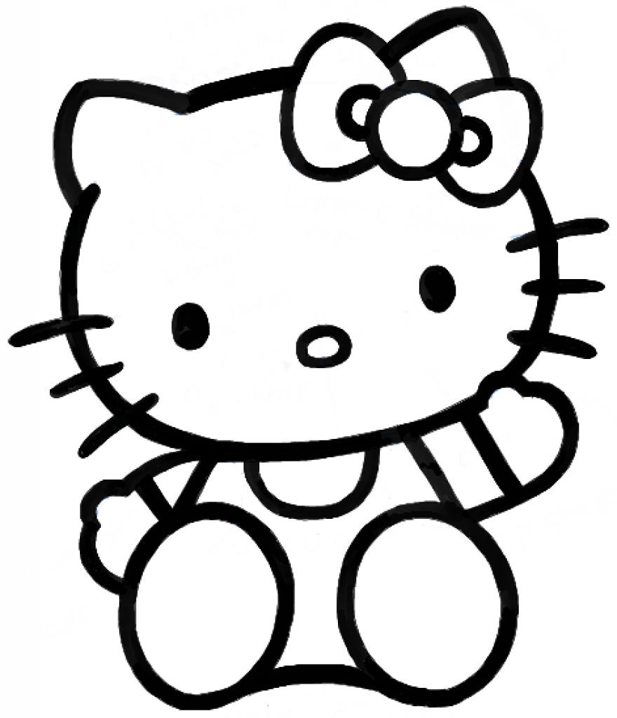 880x1024 How To Draw Hello Kitty Sitting With Simple Steps For Kids How