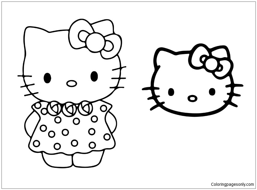 855x634 Hello Kitty And Face Mask Coloring Page