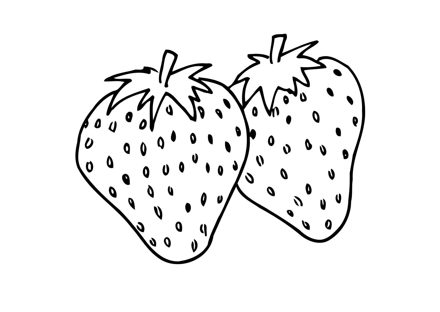 1750x1240 Strawberry Cartoon Smiling Coloring Page Fruits Pages General