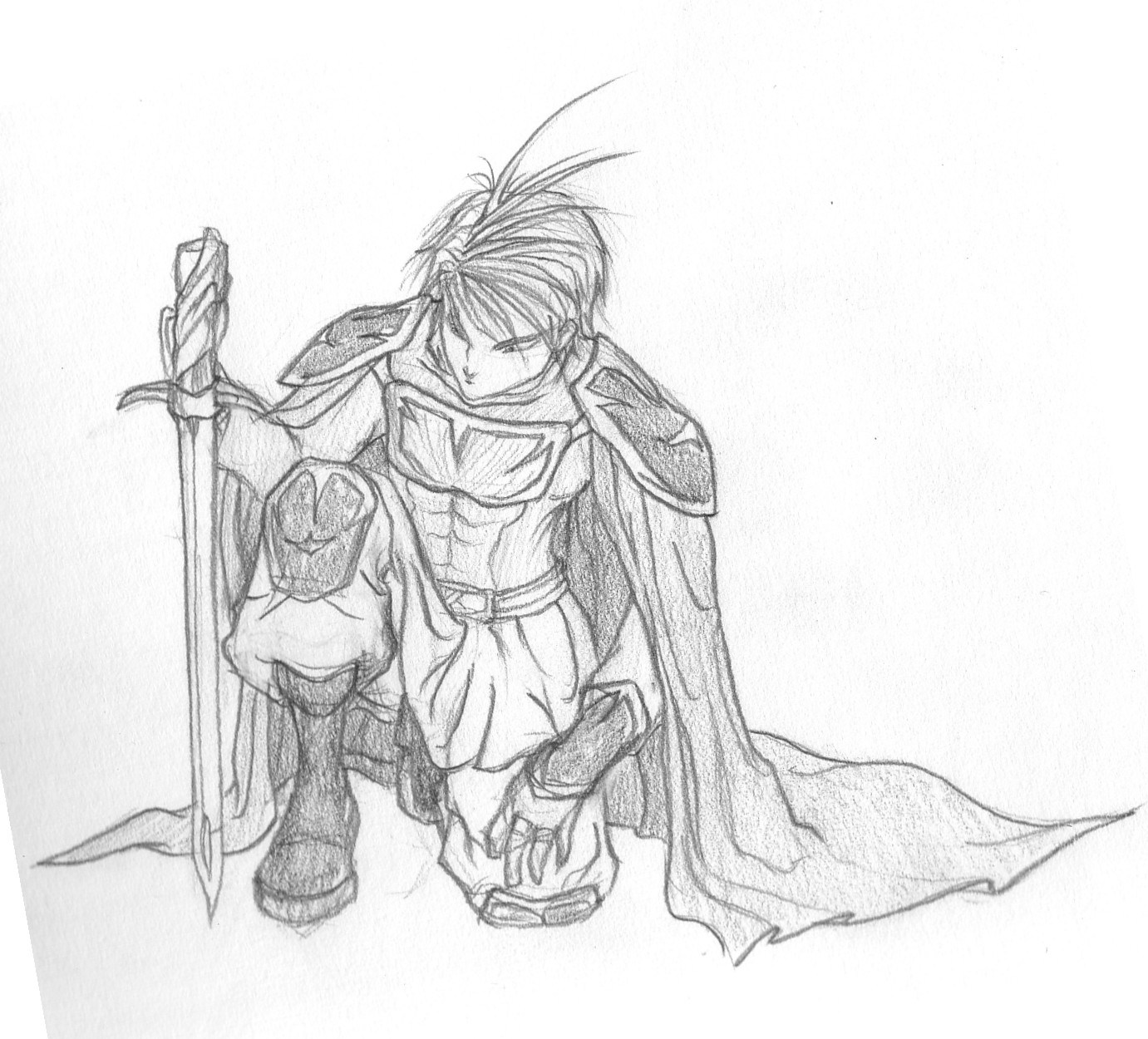 1381x1250 Kneeling With Sword Sketches