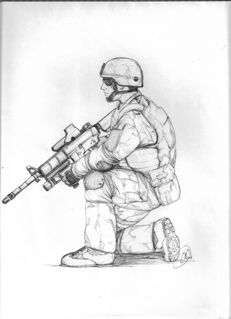 Kneeling Soldier Drawing at GetDrawings | Free download