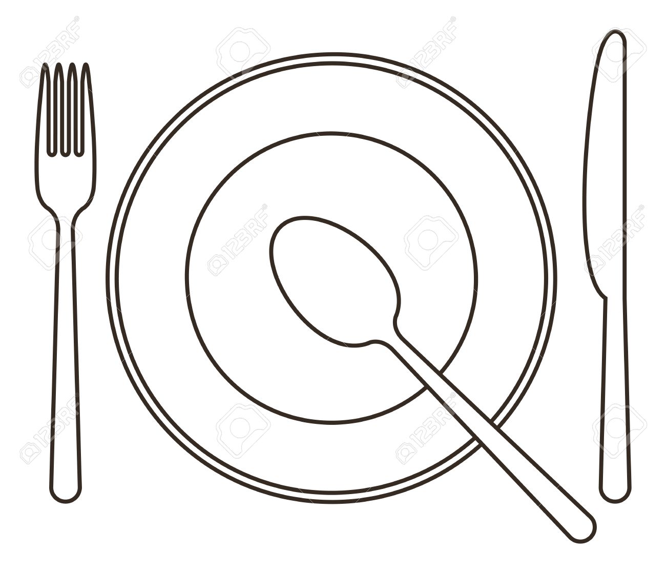 1300x1118 Place Setting With Plate, Knife, Spoon And Fork Royalty Free