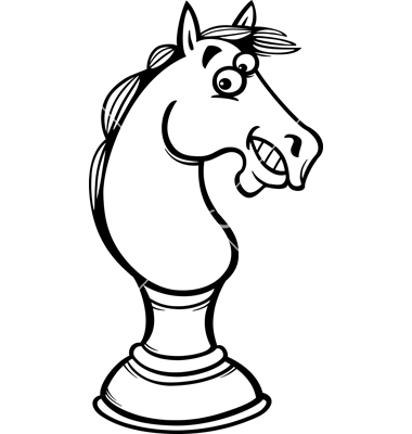 380x400 Horse Chess Cartoon Coloring Page Vector 1668243