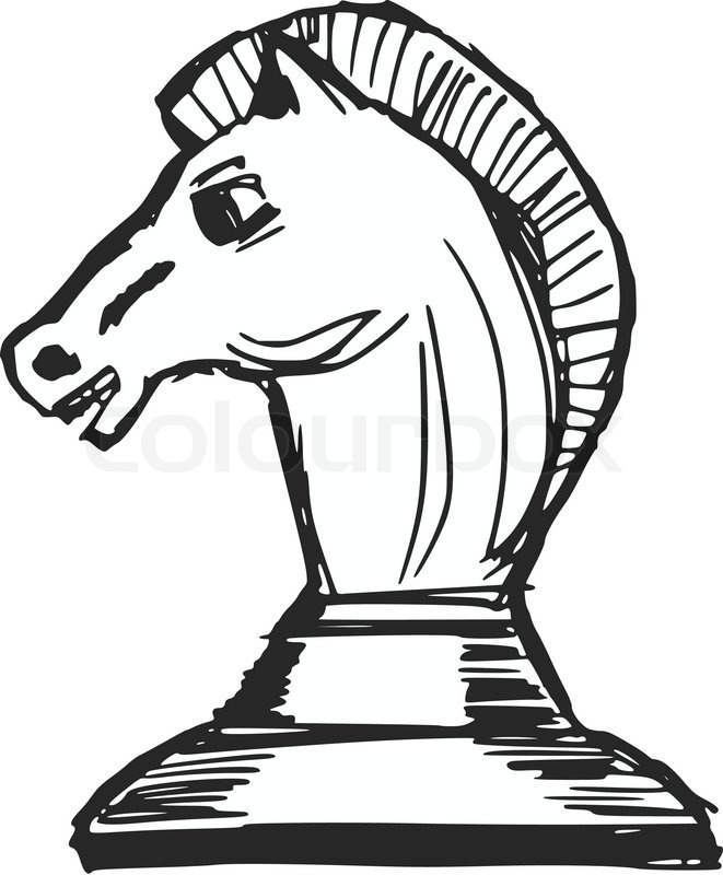 661x800 Knight Chess Piece Black And White Stock Vector Colourbox