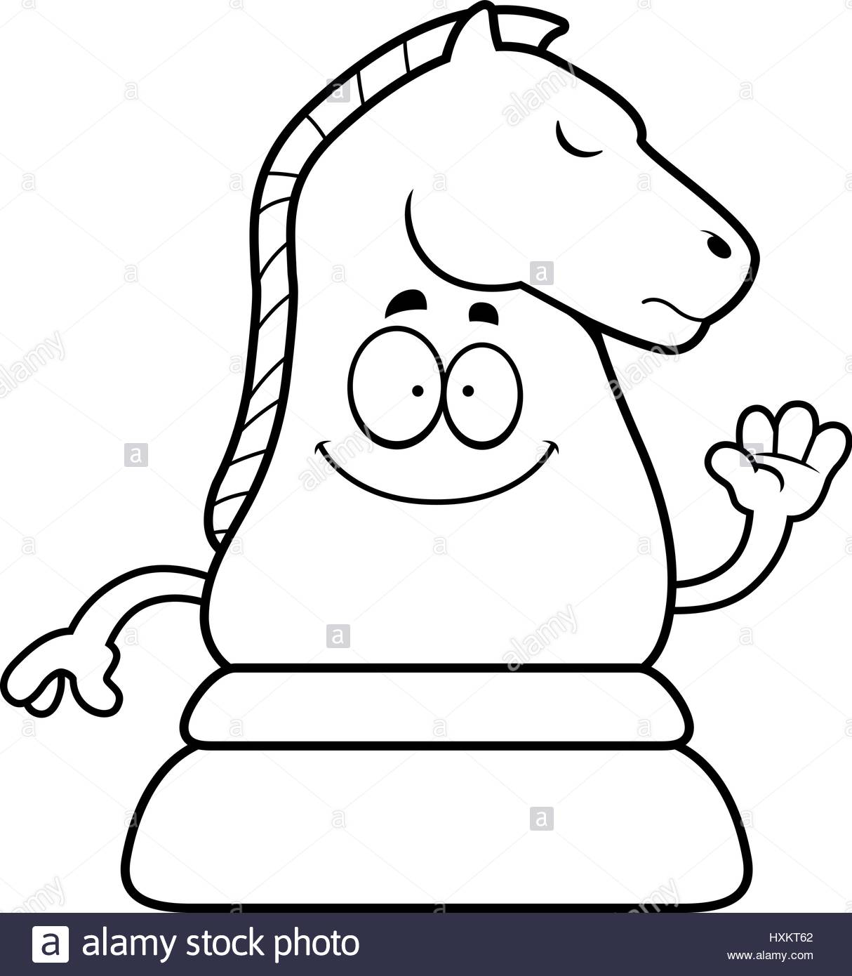 1214x1390 A Cartoon Illustration Of A Knight Chess Piece Waving Stock Vector