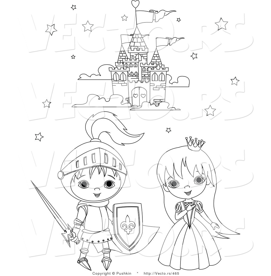 1024x1044 Vector Of A Knight And Princess Kids Beside A Castle