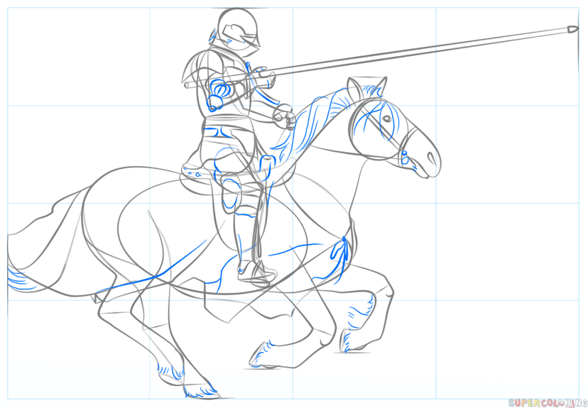 828x575 How To Draw A Knight On Horse Step By Step Drawing Tutorials