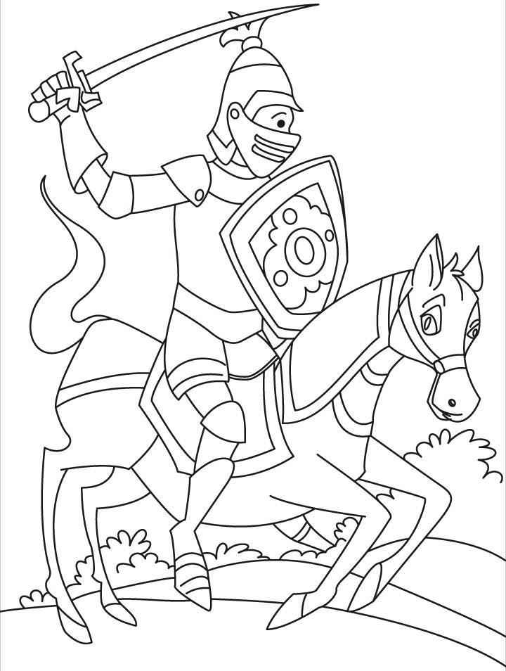 720x954 Knight With Horse Coloring Pages