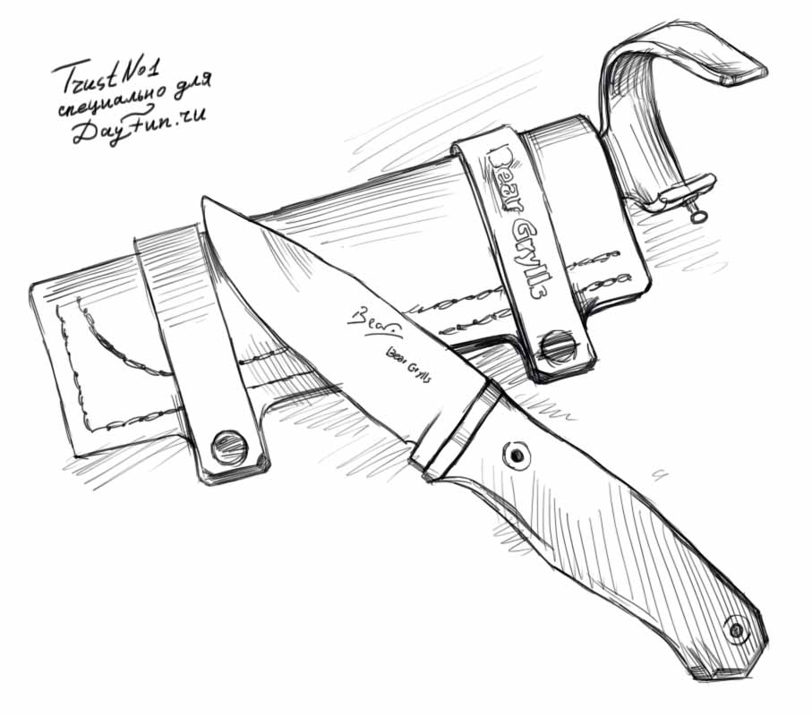 907x800 How To Draw A Knife Step By Step