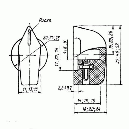500x500 Russian Chickenhead Nos Knob 40mm (Ru131) With Pointer