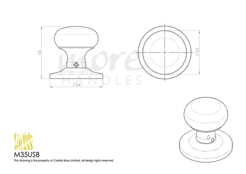 818x578 Unsprung Mushroom Mortice Door Knob M35us From More Handles