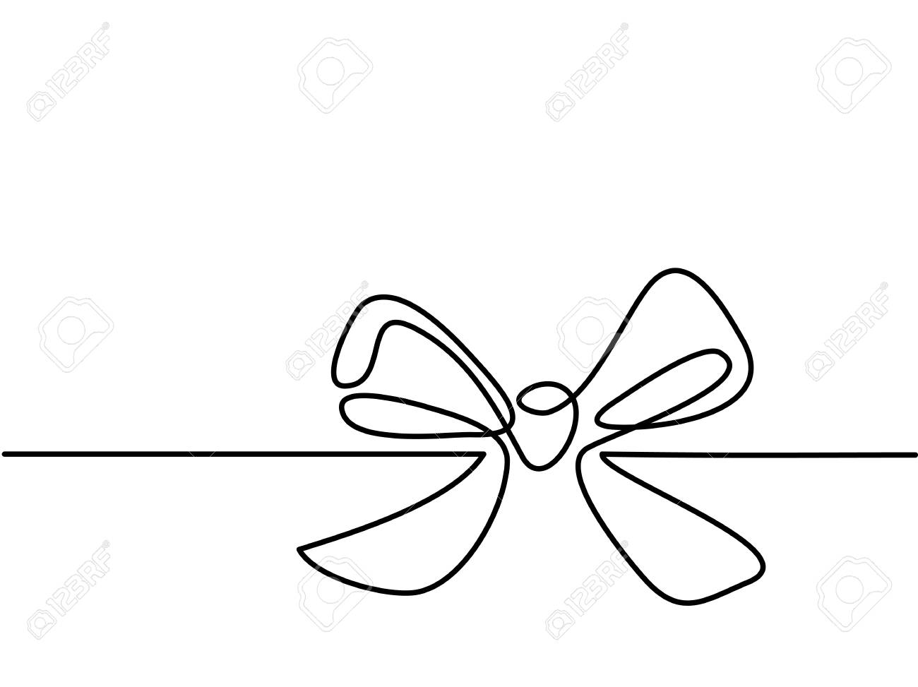 1300x973 Christmas Holly Decoration Bow Knot. Continuous Line Drawing