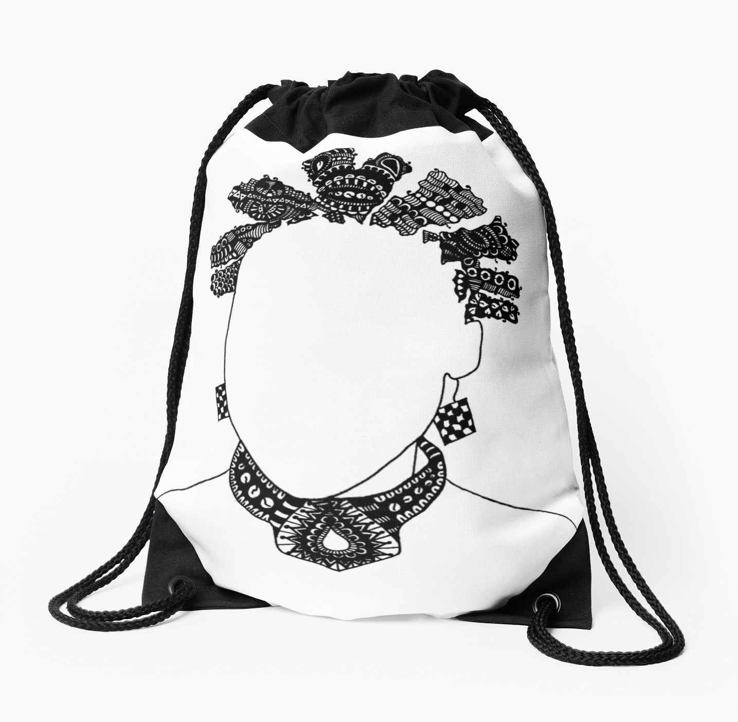 1435x1404 Pen Amp Ink Drawing Bantu Knots Drawstring Bags By Tonijconroy