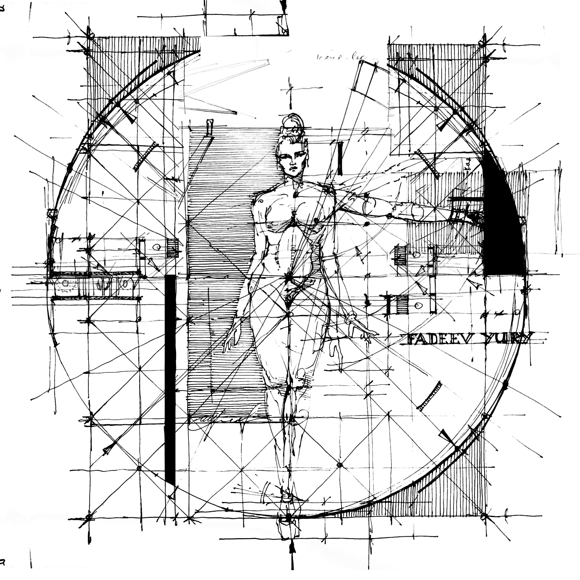 2000x2000 Proportions Sketch Yury Fadeev Graphics Ink On Paper.