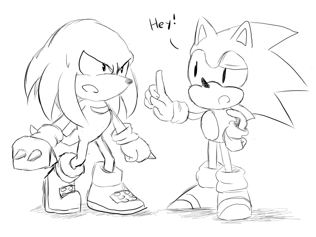 1024x768 Sketch) Knuckles And Sonic By Lavender Exile