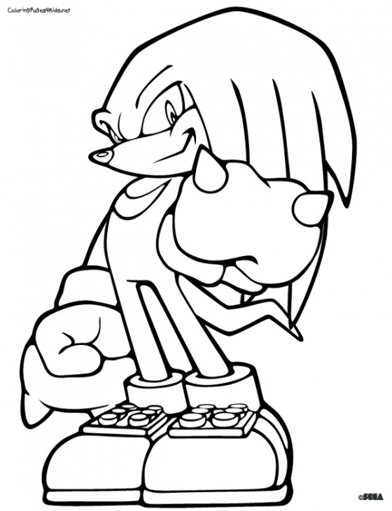 560x730 Knuckles In Sonic The Hedgehog Coloring Page Free To Print