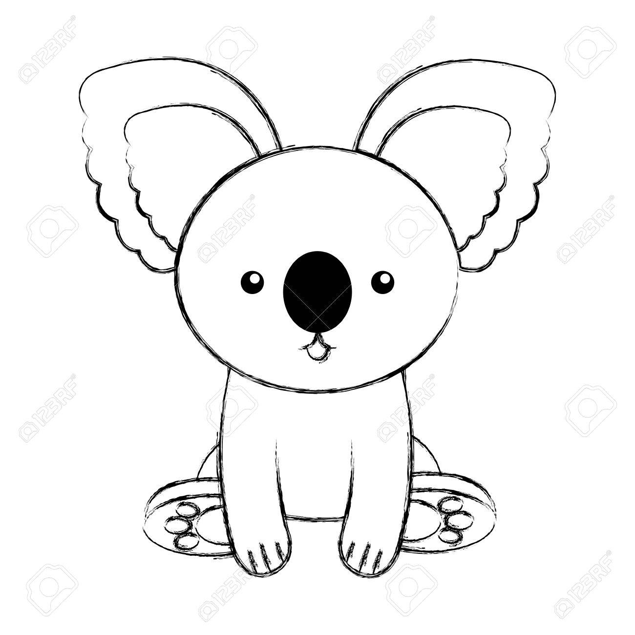 1300x1300 Cute Sketch Draw Koala Cartoon Graphic Design Royalty Free