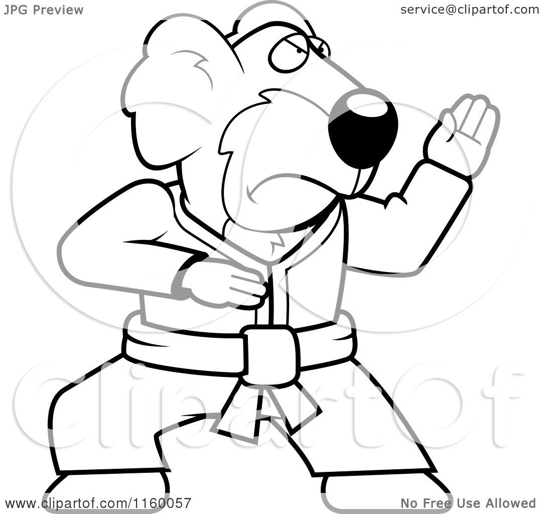1080x1024 Cartoon Clipart Of A Black And White Karate Koala
