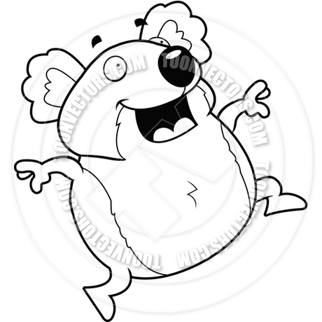 460x460 Cartoon Koala Jumping (Black And White Line Art) By Cory Thoman