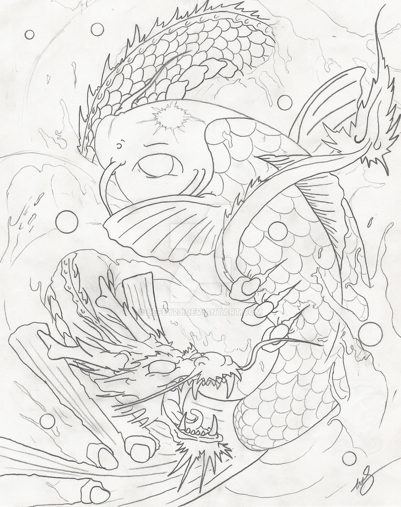 795x1005 Dragon Vs Koi By Lefey23