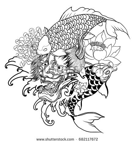 442x470 Drawn Koi Fish Demon