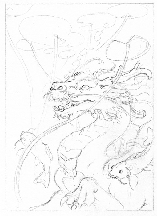 510x700 Koi Dragon Sketch By Hbruton