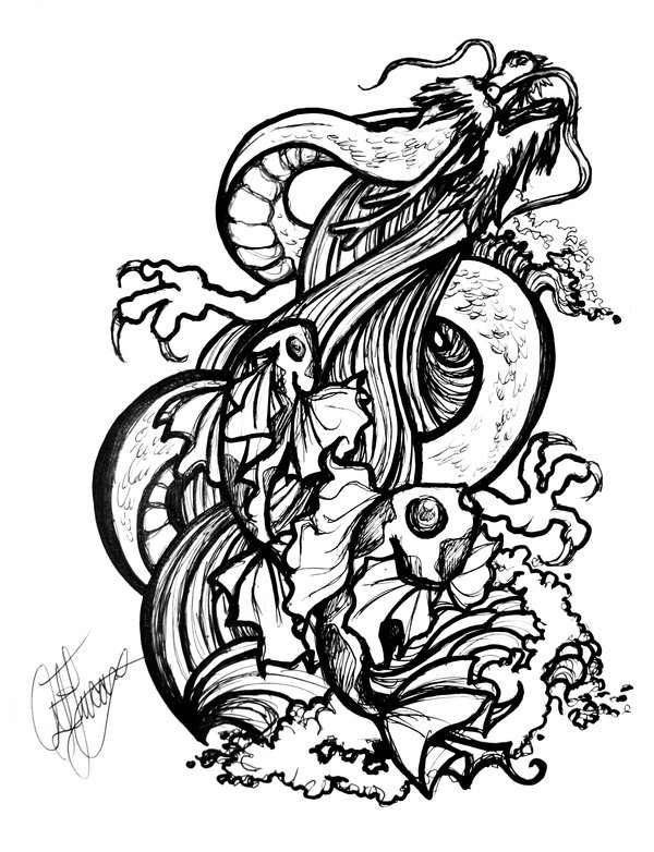 Koi Dragon Drawing at GetDrawings | Free download