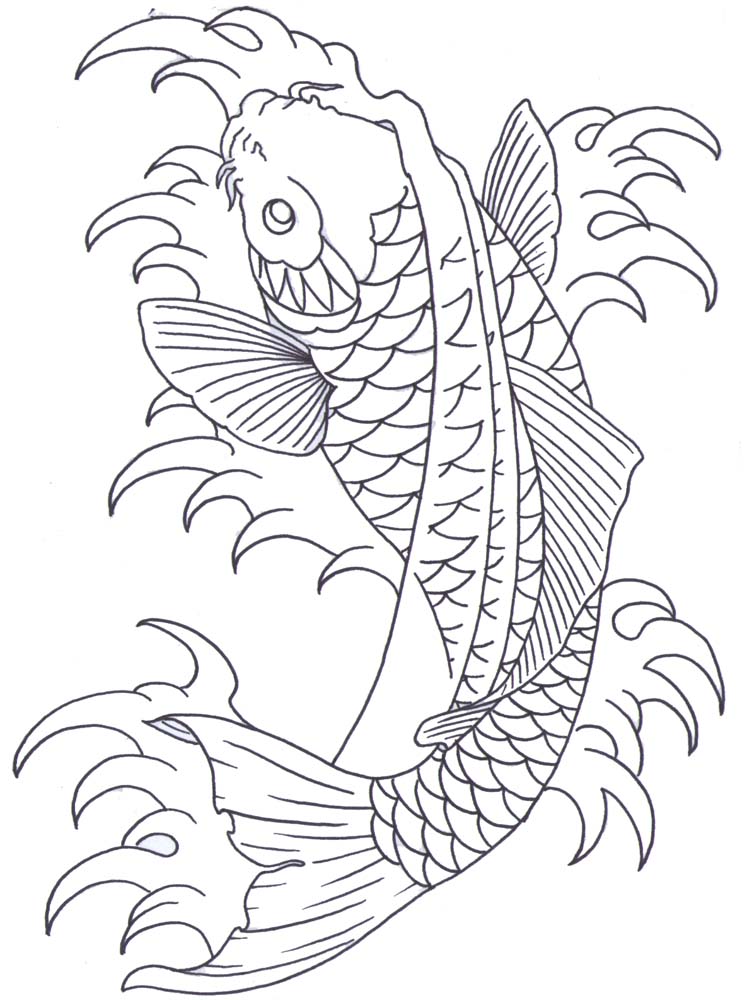 747x1000 Koi Outline By Iamthesorrow On Koi Fish Tattoo