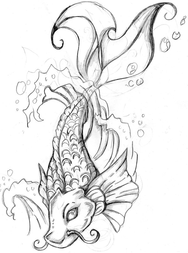 Koi Fish Dragon Drawing at GetDrawings | Free download