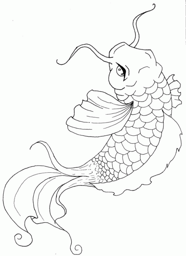 640x880 Koi Fish Coloring Page Group