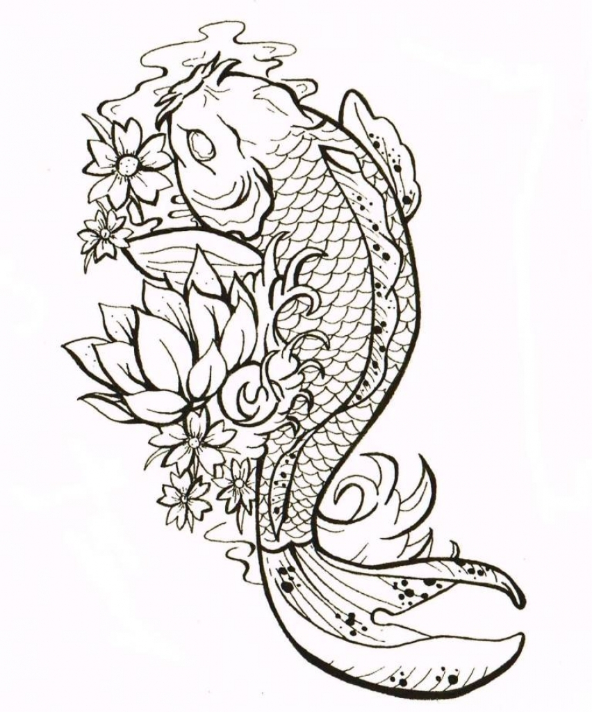 852x1024 Koi Fish Tattoo Drawings