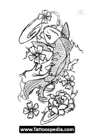 327x460 Koi Fish Outline Tattoo Designs