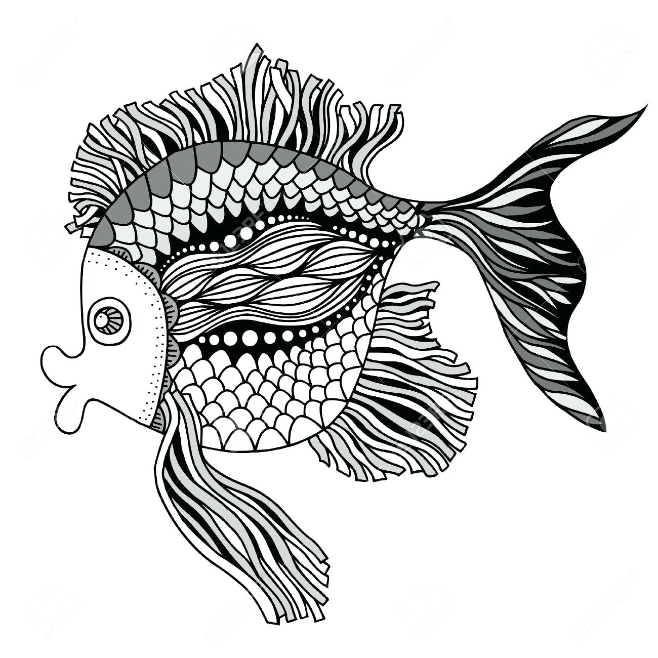 1300x1300 Vibrant Ideas Goldfish Outline Black White Stock Vector Image