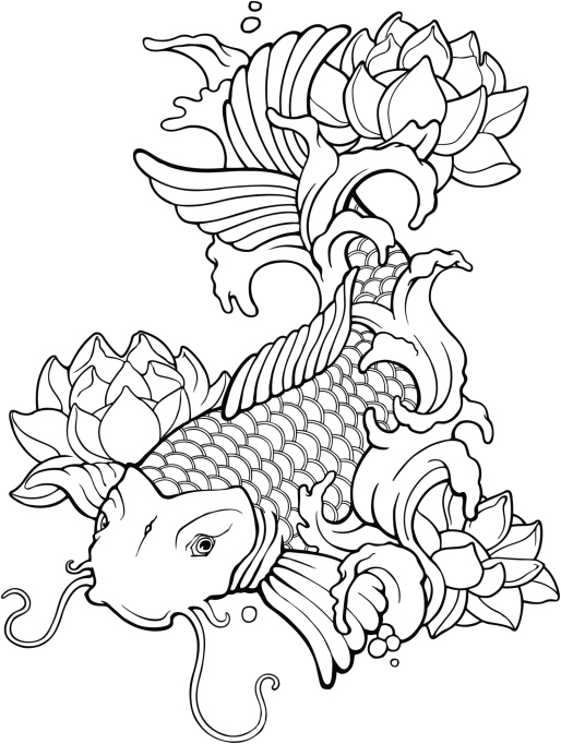 Koi Fish Line Drawing at GetDrawings | Free download