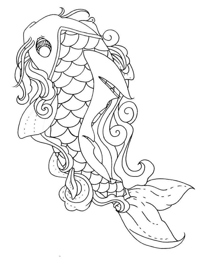 799x1000 Koi Fish Lineart By Pick Your Poison