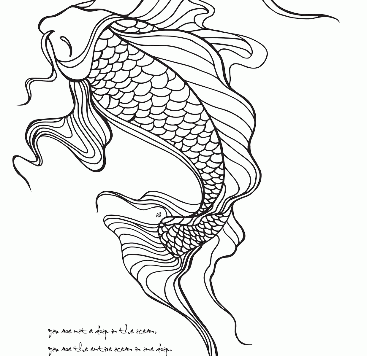 1236x1200 Drawn Koi Carping Page Pencil And In Coloring Fish Printable