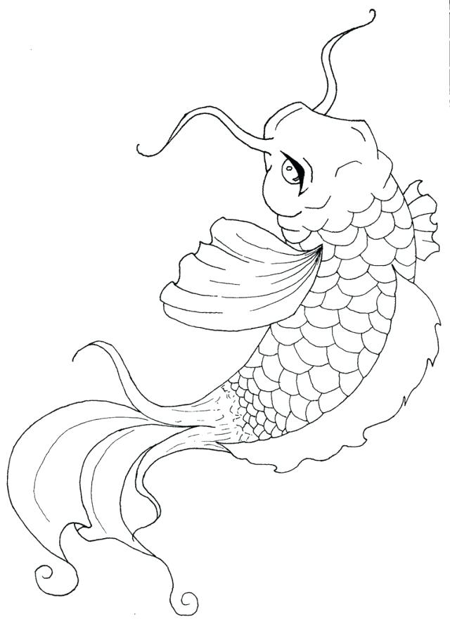 640x880 Koi Fish Coloring Pages Fish Pencil Sketch Coloring Pages