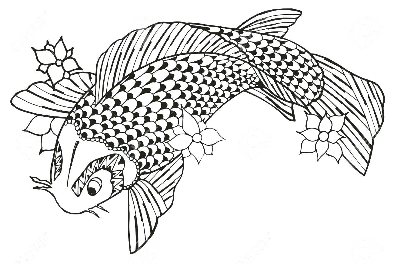 1300x873 Koi Fish Tattoo Coloring Pages For Adults Quotes Dragons