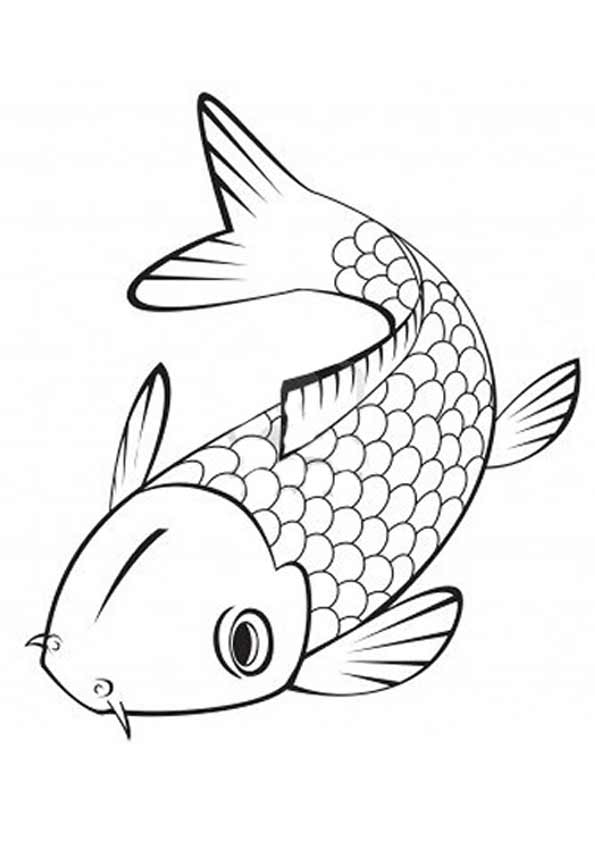 595x842 Print Coloring Image Koi, Printing And Embroidery