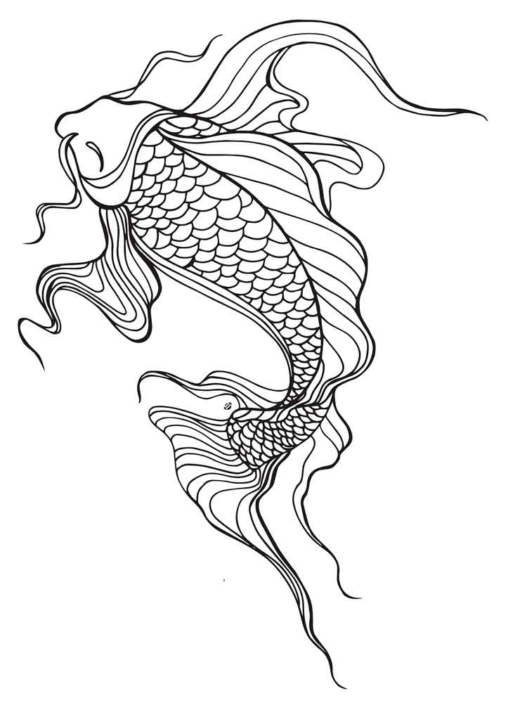 750x1000 Koi Fish Coloring Pages For Adults. Free Printable Koi Fish