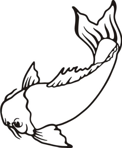 412x500 Koi Fish Tribal Outline , Vinyl Stickers, Sticker