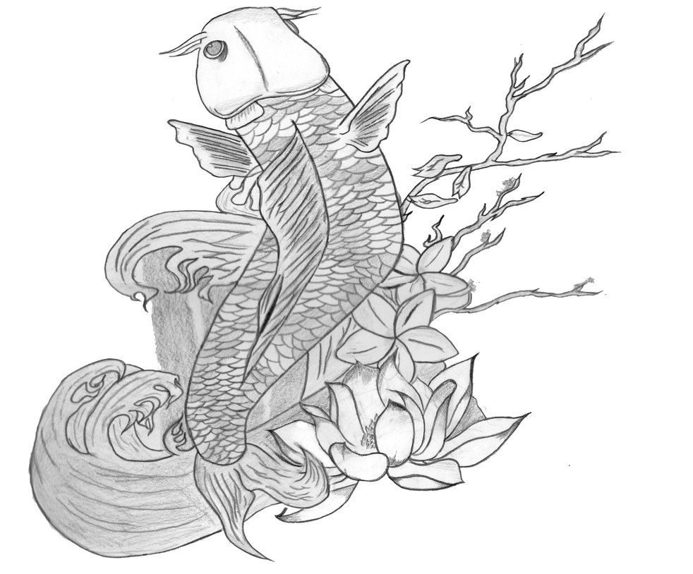 982x814 Koi Fish With Lotus Flower By Designsbykyaldearing